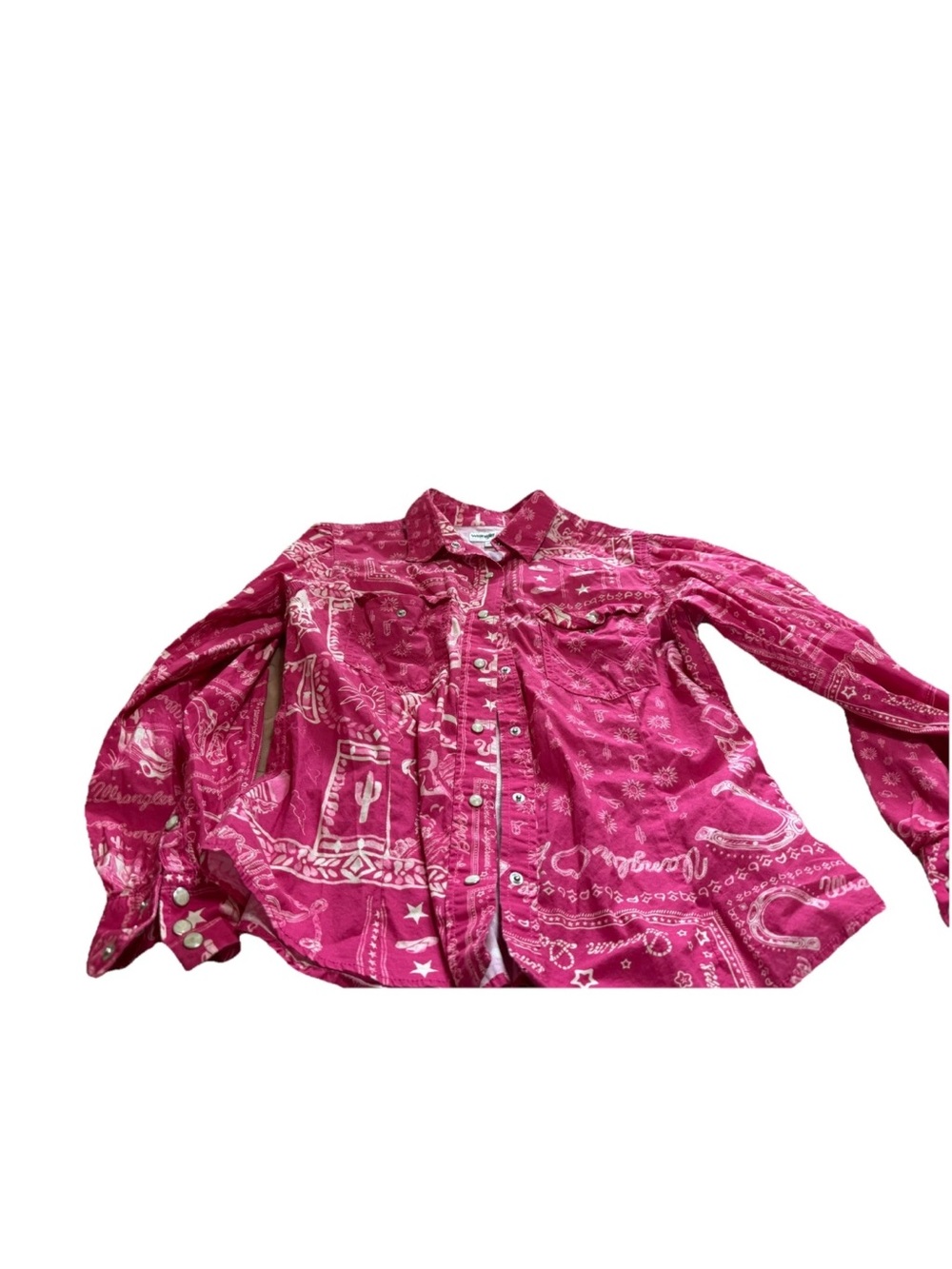 Wrangler X Barbie Women’s Hot Pink Western Long Sleeve Button Up! Large